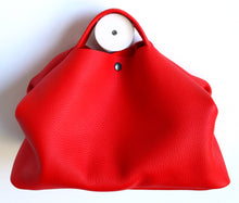 Load image into Gallery viewer, owl frrry bag leather. pepper colour red. handle.
