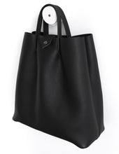 Load image into Gallery viewer, Monday frrry tote bag. shoulder strap. Black. side view
