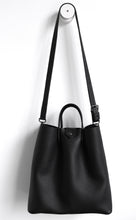 Load image into Gallery viewer, Monday frrry tote bag. black. shoulder strap. long strap.