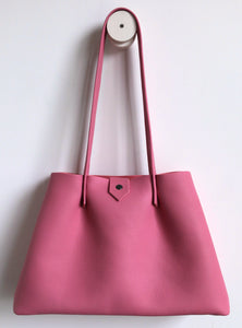 Amos frrry shoulder bag long handle spacious button closure pink lindos  calf leather