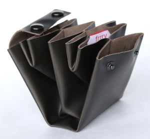 A4 wallet frrry leather black-hiding-brown. folded origami