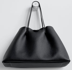 Amos frrry shoulder bag long handle black lindos calf leather. bottom chrome-free leather
