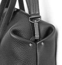 Load image into Gallery viewer, Wednesday frrry bag. black. chrome-free leather. detail. corner. snap hook.
