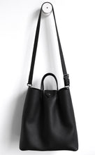 Load image into Gallery viewer, Monday frrry tote bag. black. shoulder strap. long strap.
