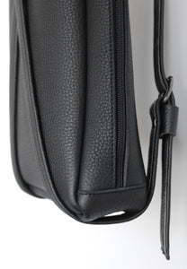 Fig backpack frrry black. detail view. straps go all the way around